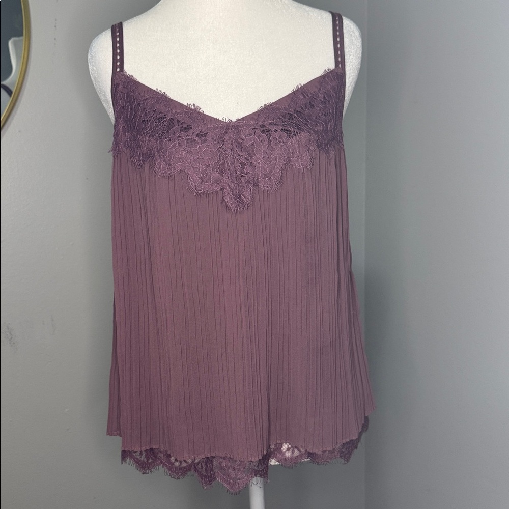White House black market Women's Purple Lace Trim Cami Top